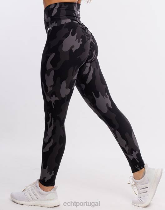 ECHT legging hiper camuflada preto roupas mulheres P22N207