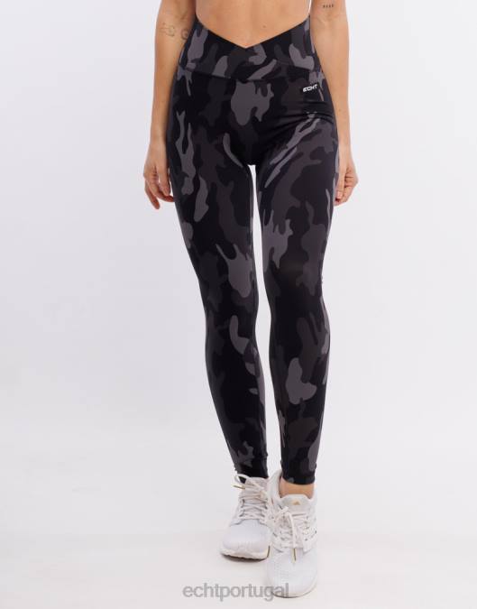 ECHT legging hiper camuflada preto roupas mulheres P22N207