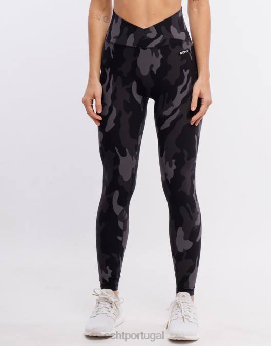 ECHT legging hiper camuflada preto roupas mulheres P22N207