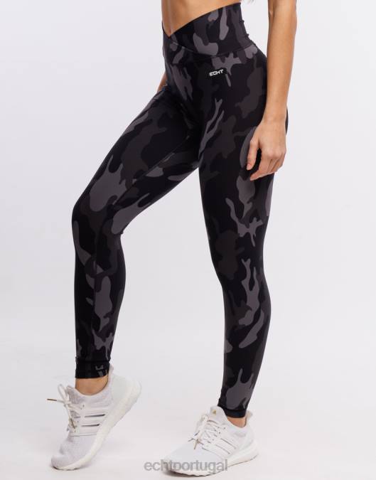 ECHT legging hiper camuflada preto roupas mulheres P22N207