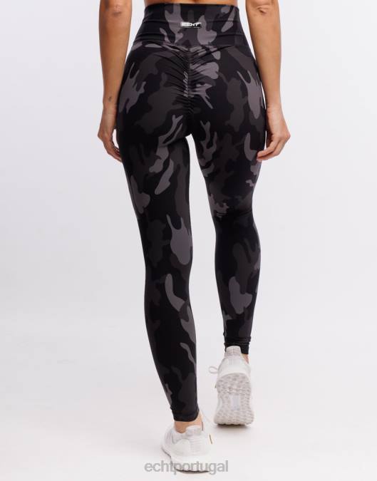 ECHT legging hiper camuflada preto roupas mulheres P22N207