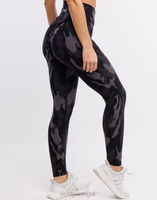 ECHT legging hiper camuflada preto roupas mulheres P22N207