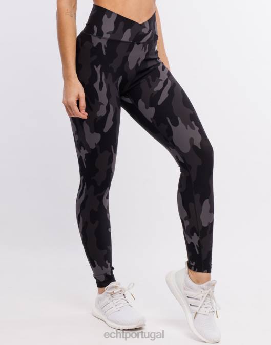 ECHT legging hiper camuflada preto roupas mulheres P22N207