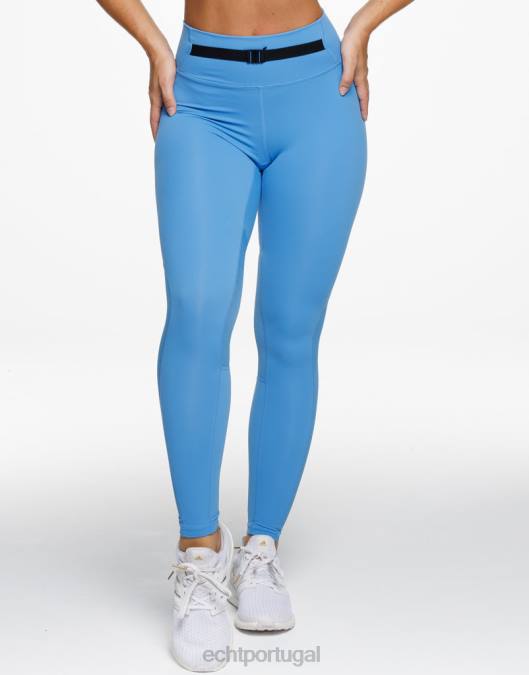 ECHT leggings cruzadas azul roupas mulheres P22N252