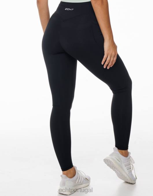 ECHT leggings de bolso ascendente preto roupas mulheres P22N9