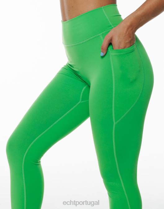 ECHT leggings de bolso ascendente verde clássico roupas mulheres P22N343