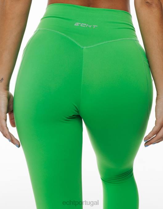 ECHT leggings de bolso ascendente verde clássico roupas mulheres P22N343