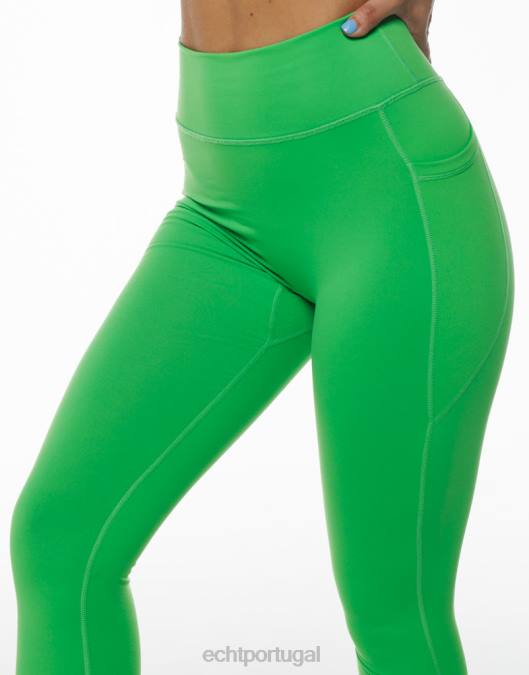 ECHT leggings de bolso ascendente verde clássico roupas mulheres P22N343