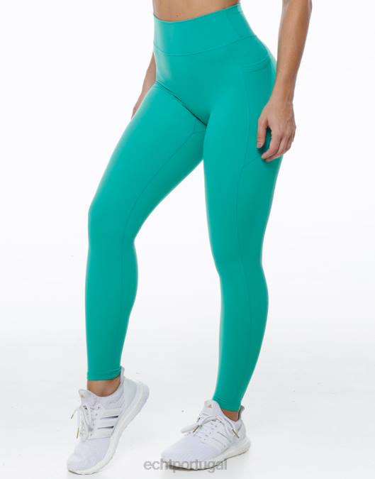 ECHT leggings de bolso ascendente verde esmeralda roupas mulheres P22N412