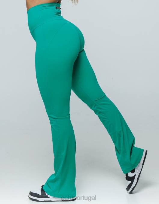 ECHT leggings flare verde esmeralda roupas mulheres P22N362