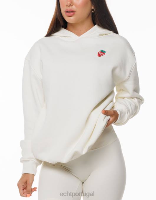 ECHT moletom com capuz de morango branco roupas mulheres P22N111