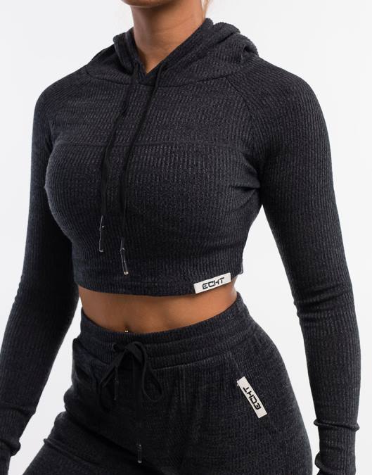 ECHT moletom confortável marga negra roupas mulheres P22N453