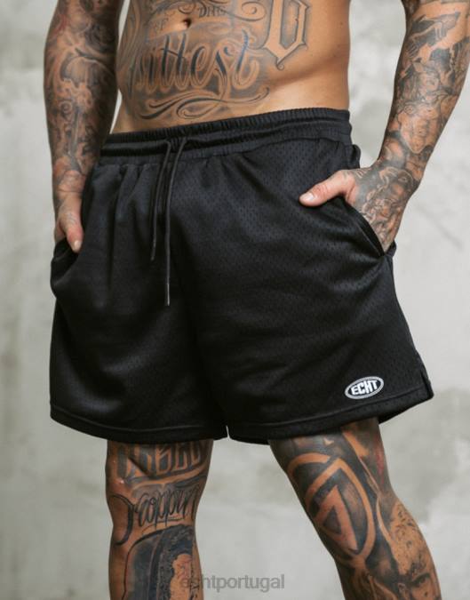 ECHT shorts clássicos preto bolsa homens P22N564