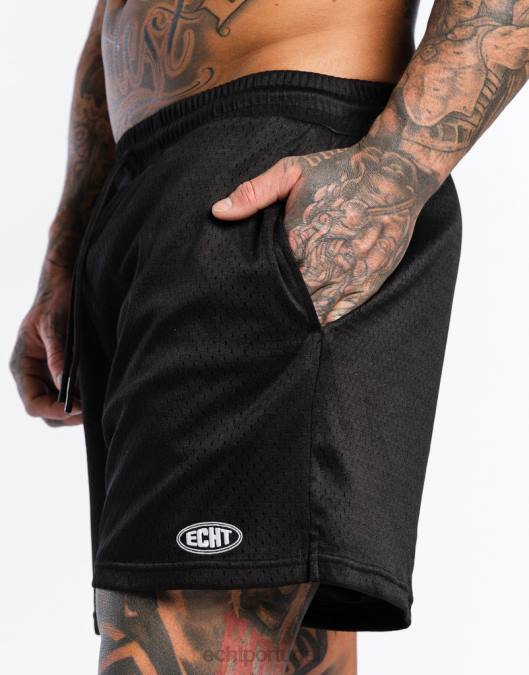 ECHT shorts clássicos preto bolsa homens P22N564