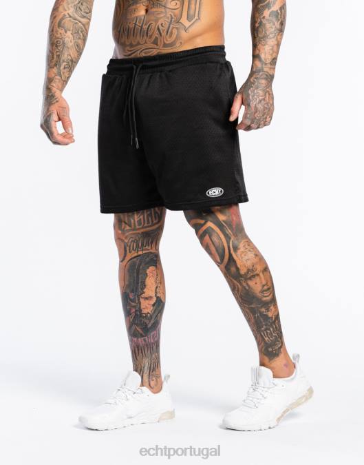 ECHT shorts clássicos preto bolsa homens P22N564