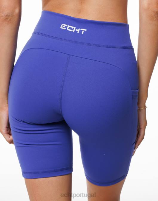 ECHT shorts com bolso tempo azul profundo roupas mulheres P22N263