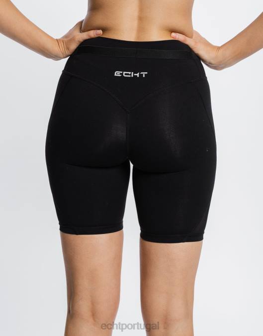 ECHT shorts cruzados preto roupas mulheres P22N428