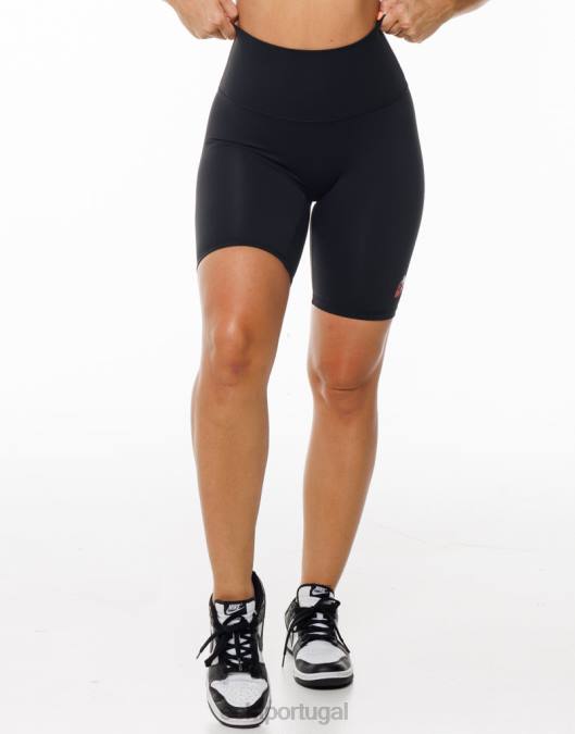 ECHT shorts de bicicleta de morango preto roupas mulheres P22N151