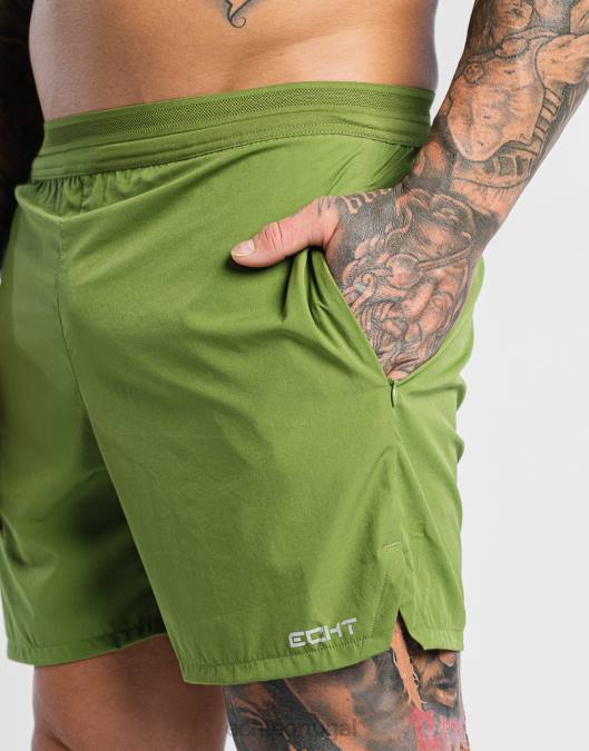 ECHT shorts de carbono verde oliva bolsa homens P22N596