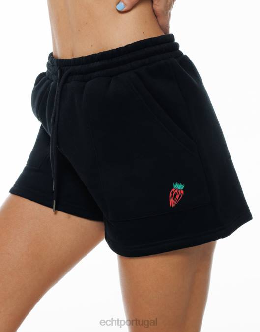 ECHT shorts de morango preto roupas mulheres P22N171