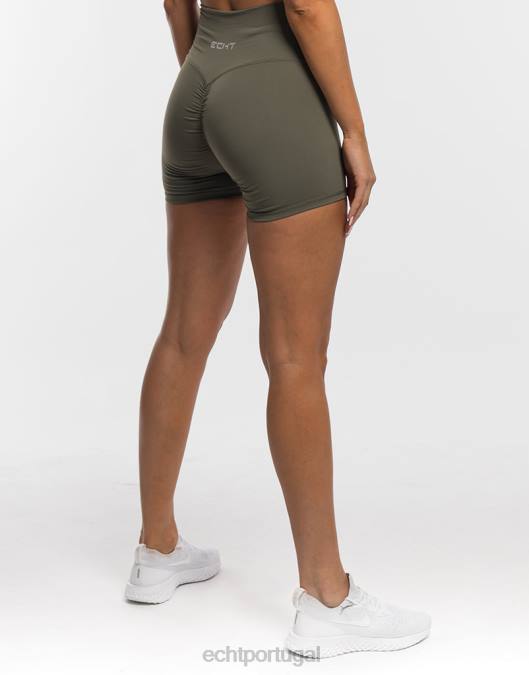 ECHT shorts elásticos forçados azeitona empoeirada roupas mulheres P22N521