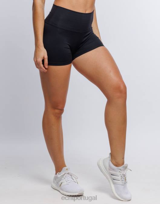 ECHT shorts elásticos forçados preto roupas mulheres P22N93