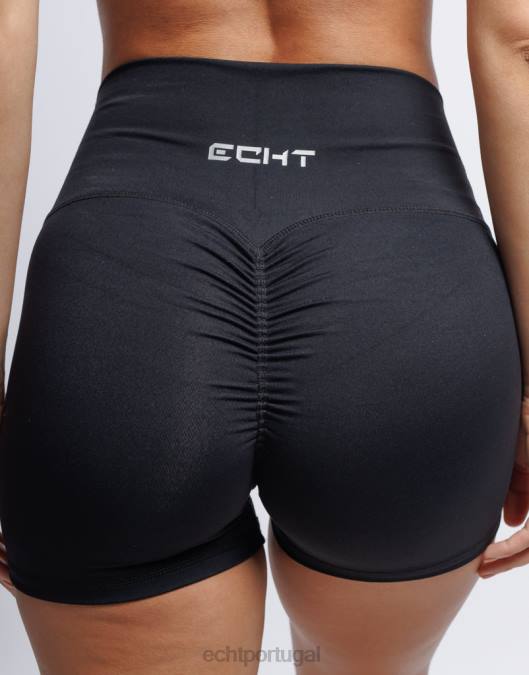 ECHT shorts elásticos forçados preto roupas mulheres P22N93