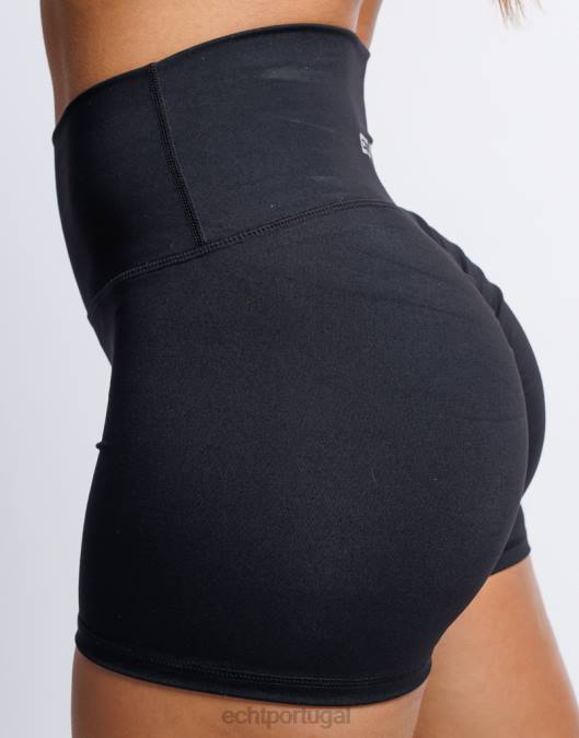 ECHT shorts elásticos forçados preto roupas mulheres P22N93