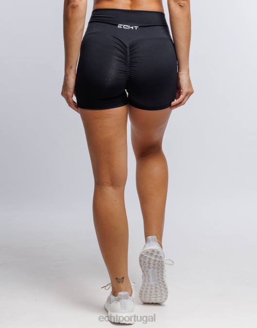 ECHT shorts elásticos forçados preto roupas mulheres P22N93