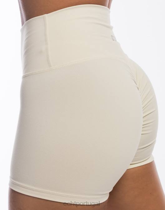 ECHT shorts elásticos forçados pó branco roupas mulheres P22N523