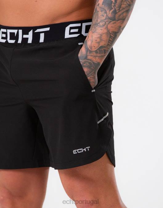 ECHT shorts finais preto bolsa homens P22N590