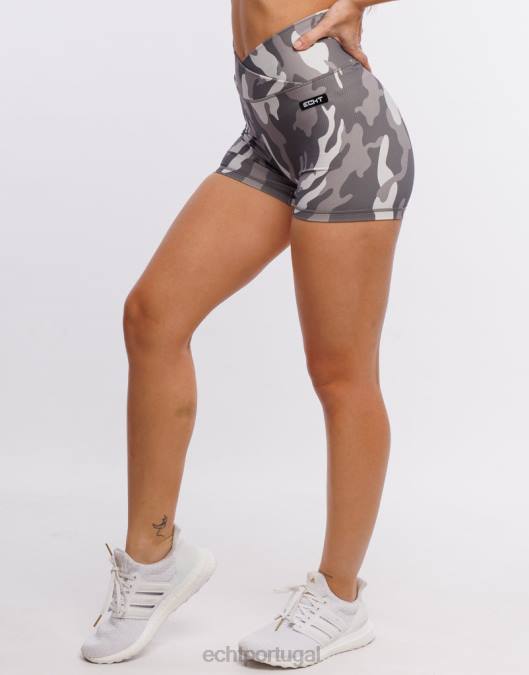 ECHT shorts hiper camuflado cinza furtivo roupas mulheres P22N212