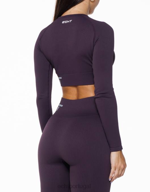 ECHT surge conforto cropped manga longa ameixa roupas mulheres P22N260