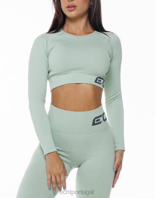 ECHT surge conforto cropped manga longa camafeu verde marga roupas mulheres P22N181