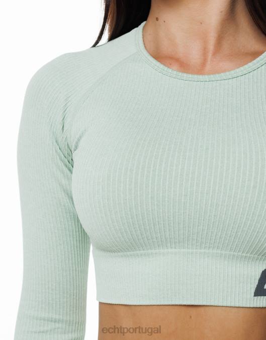 ECHT surge conforto cropped manga longa camafeu verde marga roupas mulheres P22N181