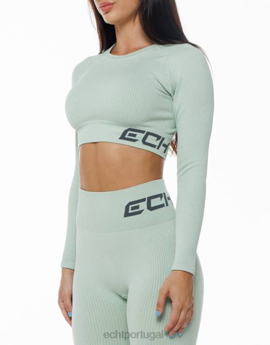 ECHT surge conforto cropped manga longa camafeu verde marga roupas mulheres P22N181