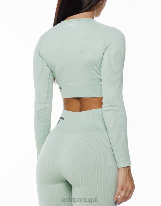 ECHT surge conforto cropped manga longa camafeu verde marga roupas mulheres P22N181