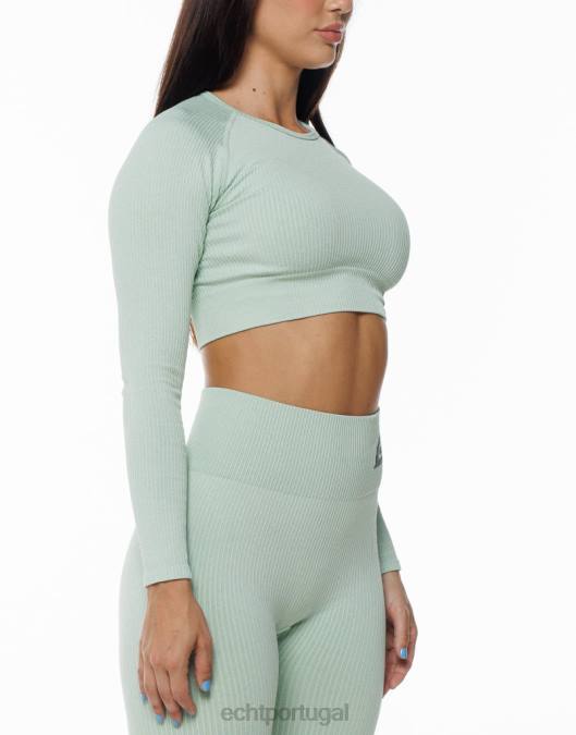 ECHT surge conforto cropped manga longa camafeu verde marga roupas mulheres P22N181