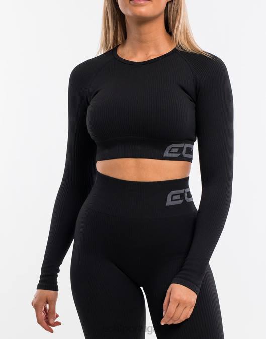 ECHT surge conforto cropped manga longa preto roupas mulheres P22N99