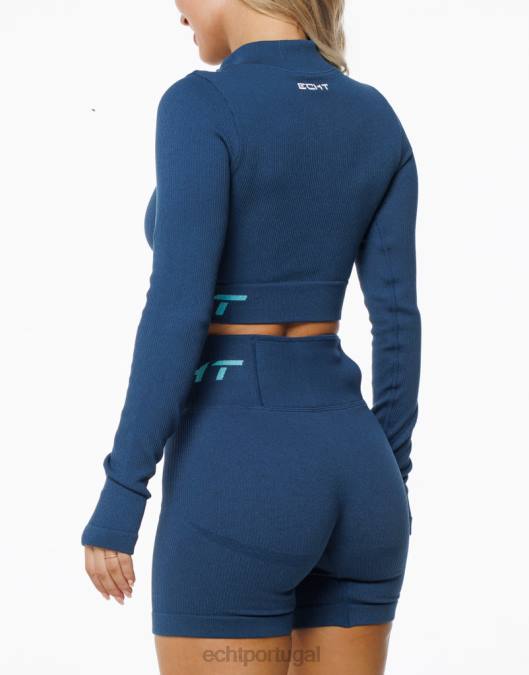 ECHT surge estilo manga longa azul denim roupas mulheres P22N31