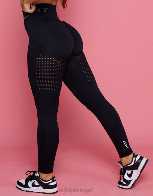 ECHT surgir leggings de ar scrunch preto roupas mulheres P22N18