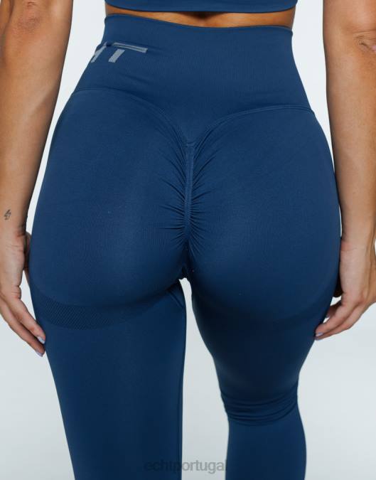 ECHT surgir leggings scrunch azul denim roupas mulheres P22N306