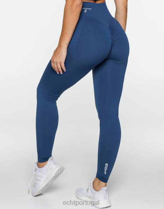 ECHT surgir leggings scrunch azul denim roupas mulheres P22N306