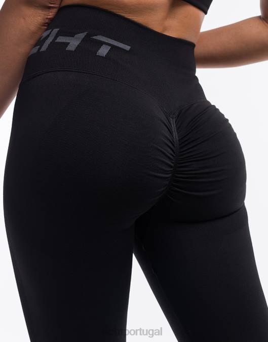 ECHT surgir leggings scrunch preto roupas mulheres P22N55