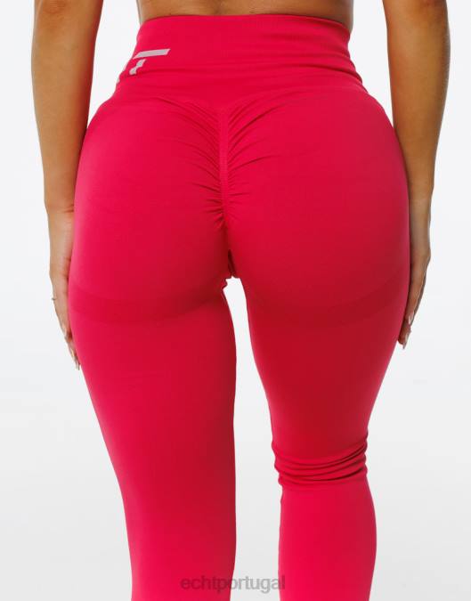 ECHT surgir leggings scrunch vermelho magenta roupas mulheres P22N45