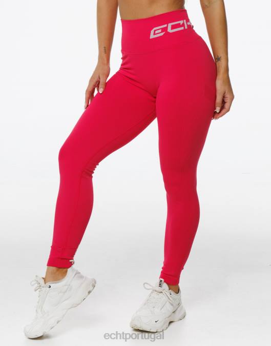 ECHT surgir leggings scrunch vermelho magenta roupas mulheres P22N45