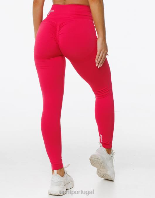 ECHT surgir leggings scrunch vermelho magenta roupas mulheres P22N45