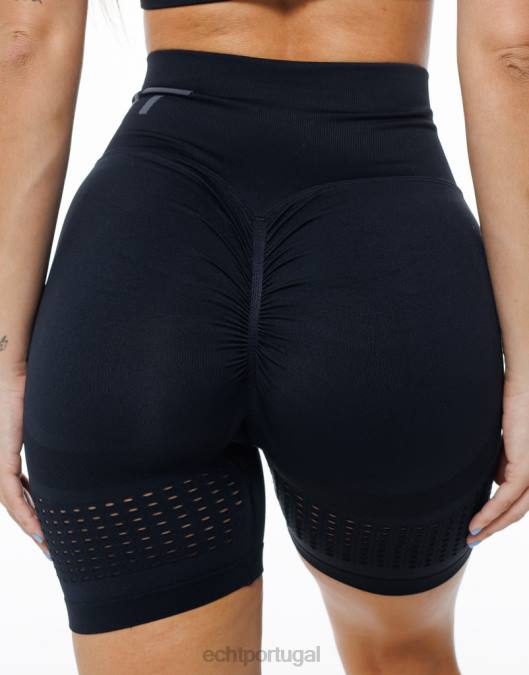 ECHT surgir shorts de ar scrunch preto roupas mulheres P22N61