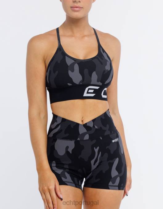 ECHT sutiã esportivo hiper camuflado preto roupas mulheres P22N145