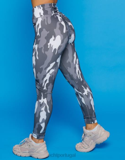 ECHT legging hiper camuflada cinza furtivo roupas mulheres P22N209